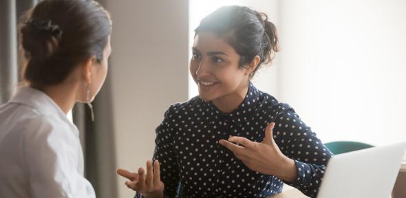 Two students in discussion