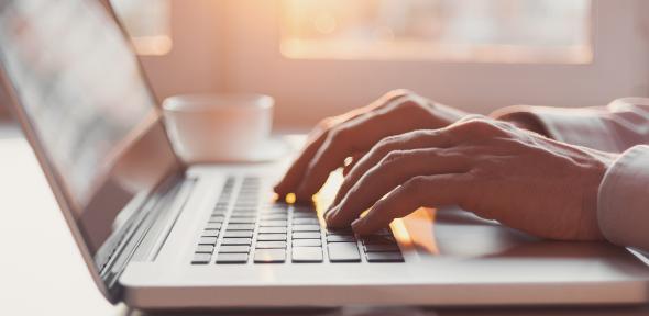 Working at computer